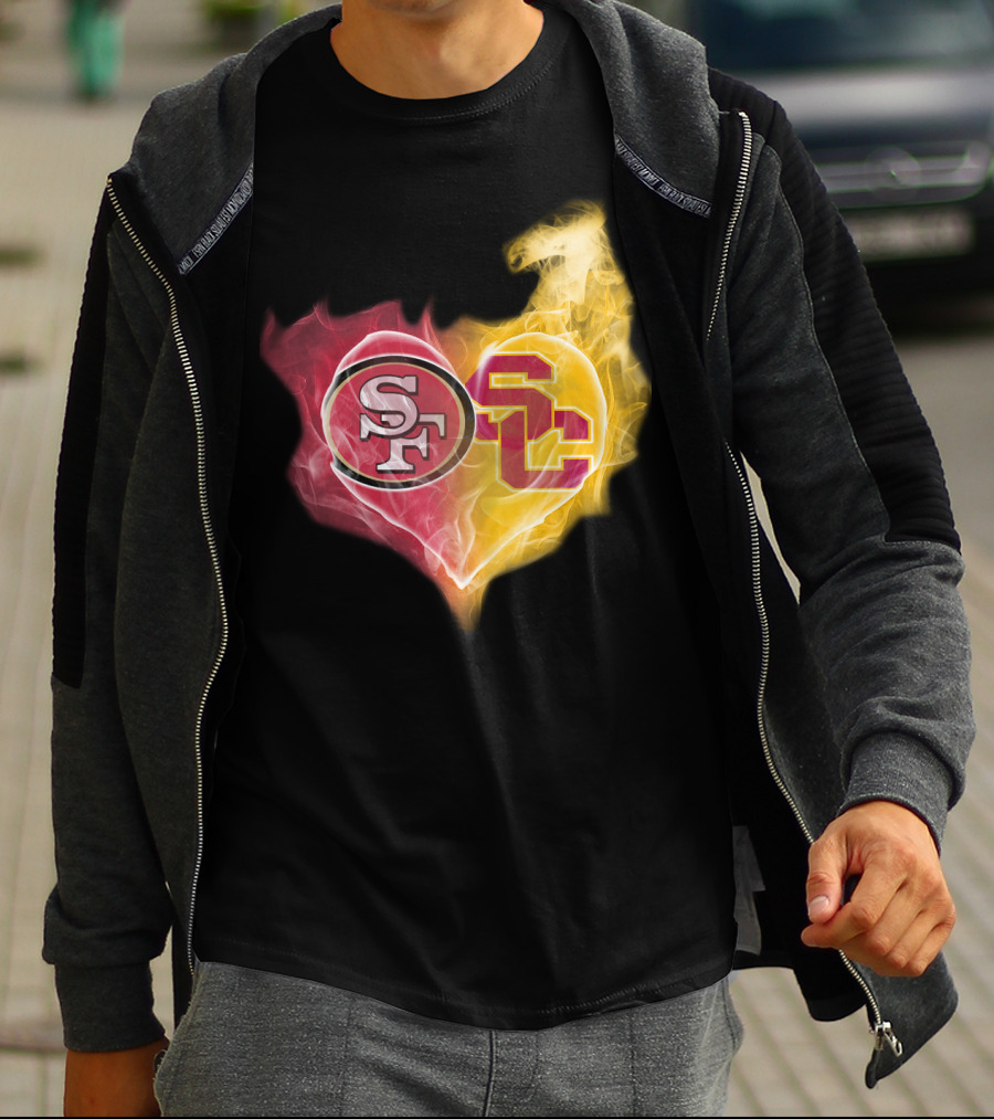 49ers SF USC Trojans Heart Emblem T-Shirt