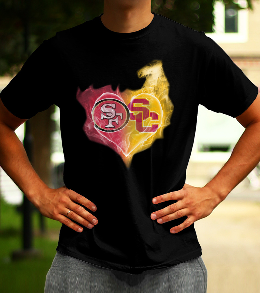 49ers SF USC Trojans Heart Emblem T-Shirt