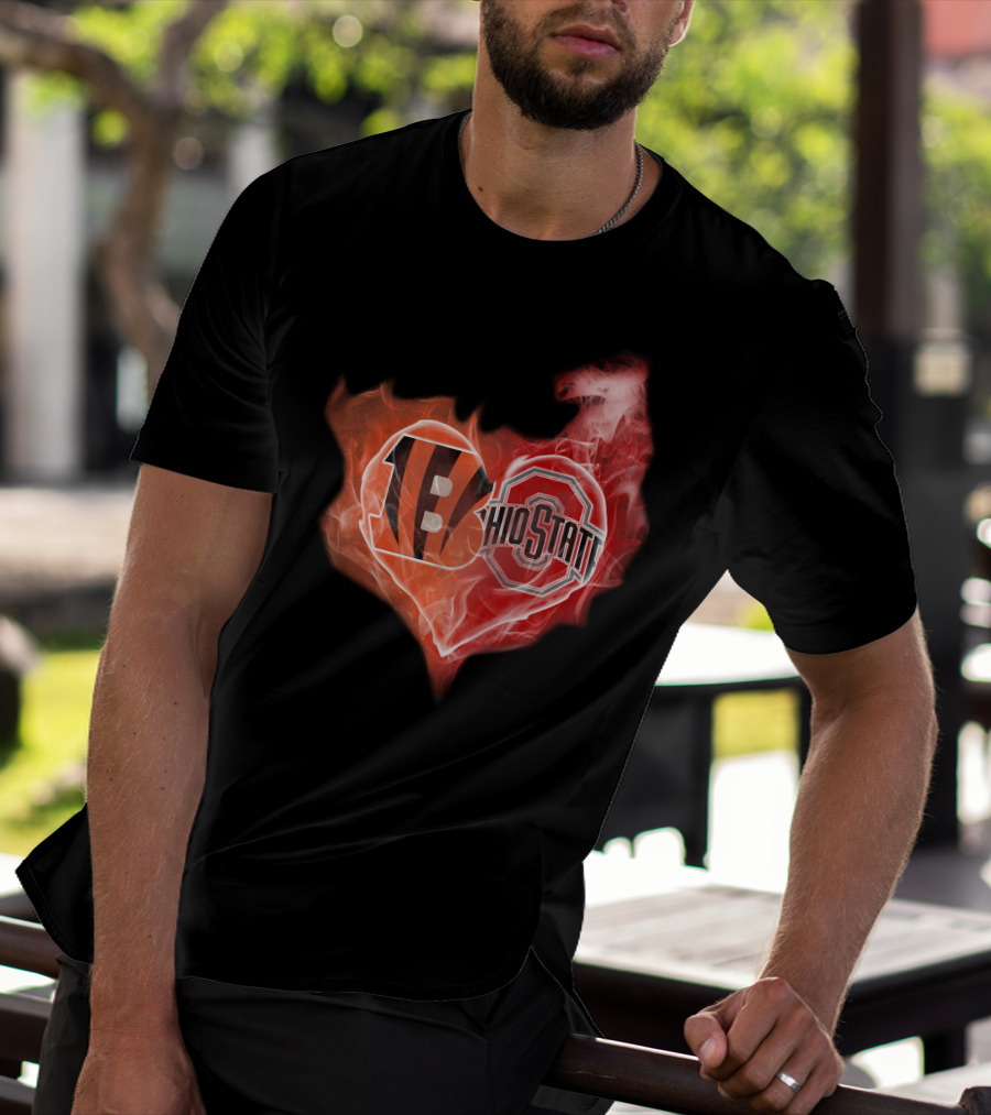 Bengals Ohio State Heart Fusion T-Shirt