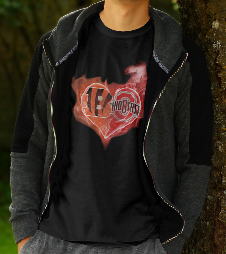 Bengals Ohio State Heart Fusion T-Shirt