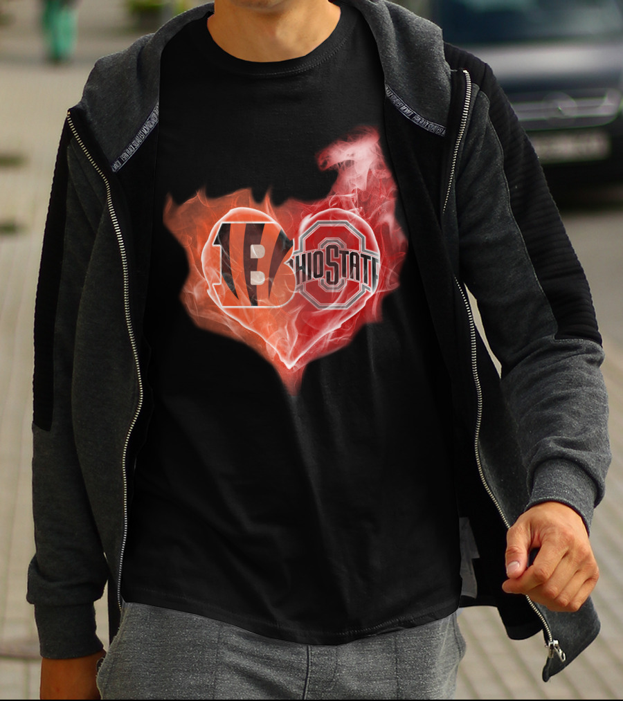 Bengals Ohio State Heart Fusion T-Shirt