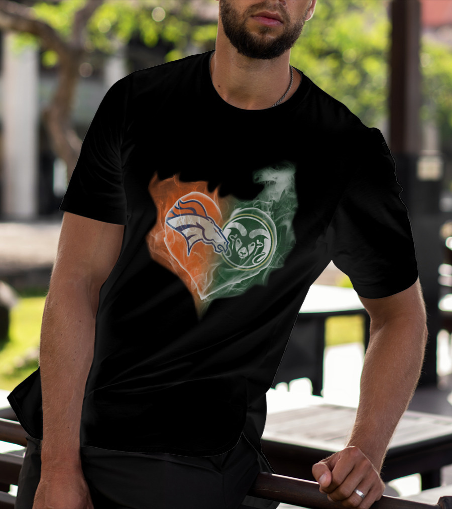 Broncos Rams Heart Shape Fusion T-Shirt