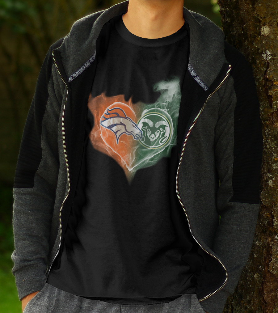 Broncos Rams Heart Shape Fusion T-Shirt