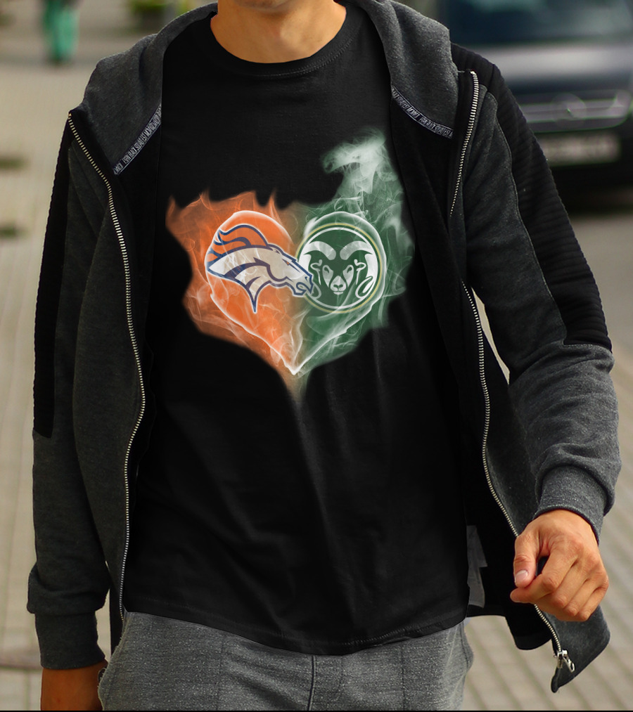 Broncos Rams Heart Shape Fusion T-Shirt