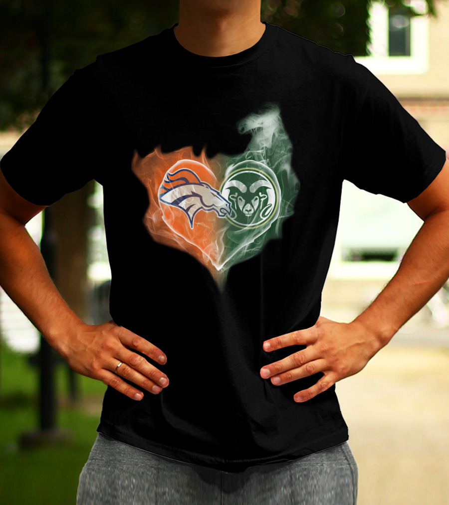 Broncos Rams Heart Shape Fusion T-Shirt