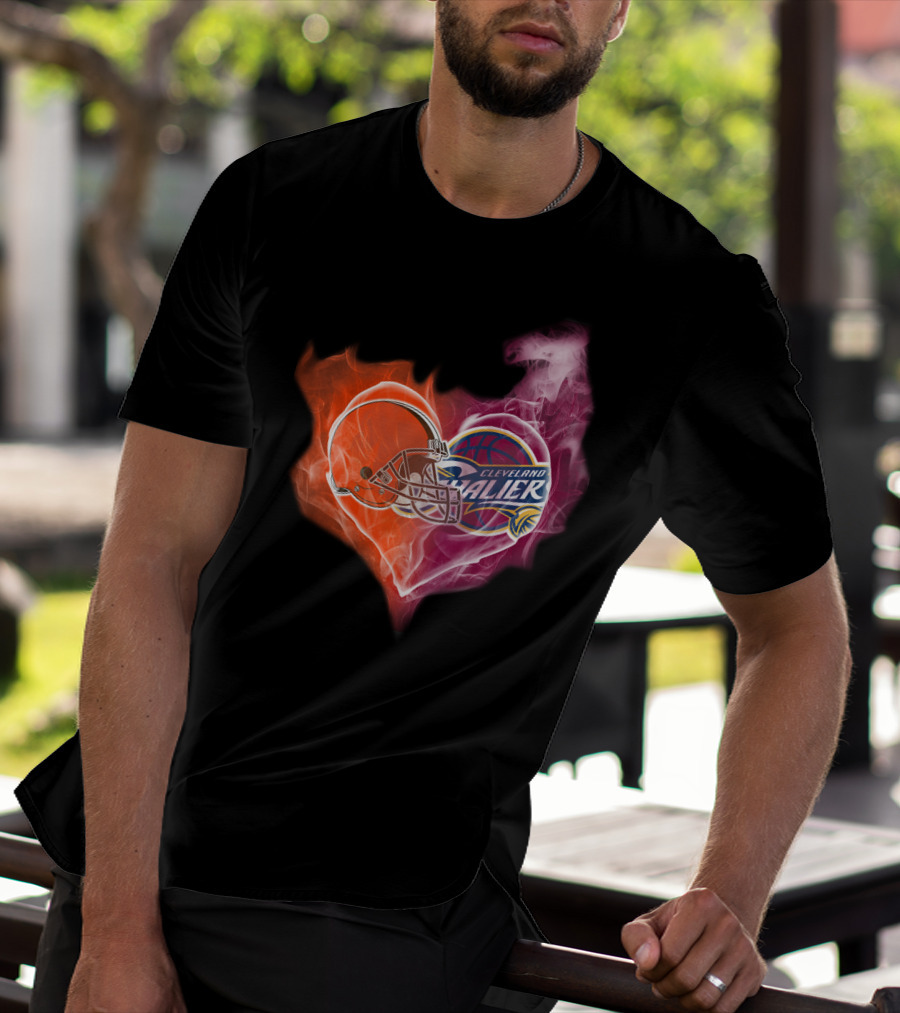 Cleveland Browns Cavaliers Heart Flame T-Shirt