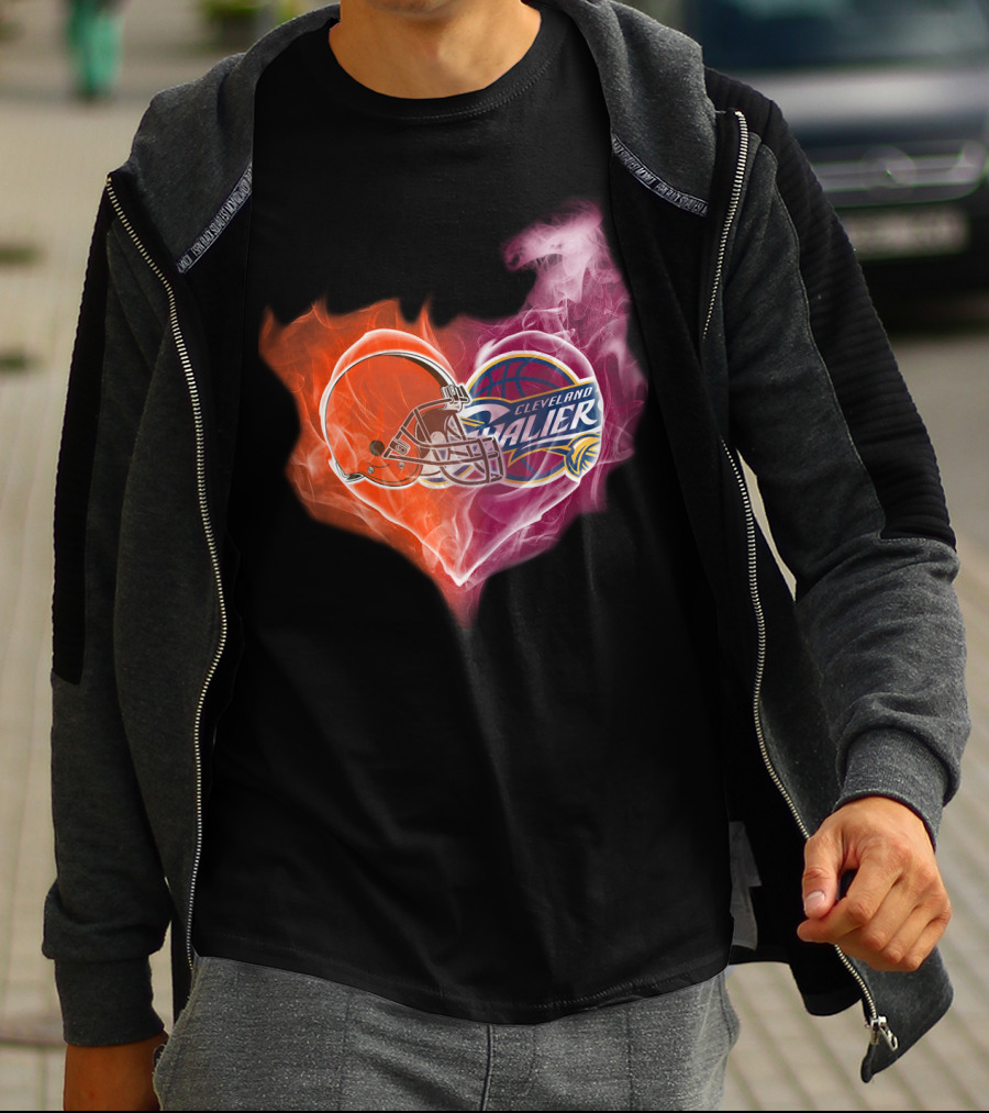 Cleveland Browns Cavaliers Heart Flame T-Shirt