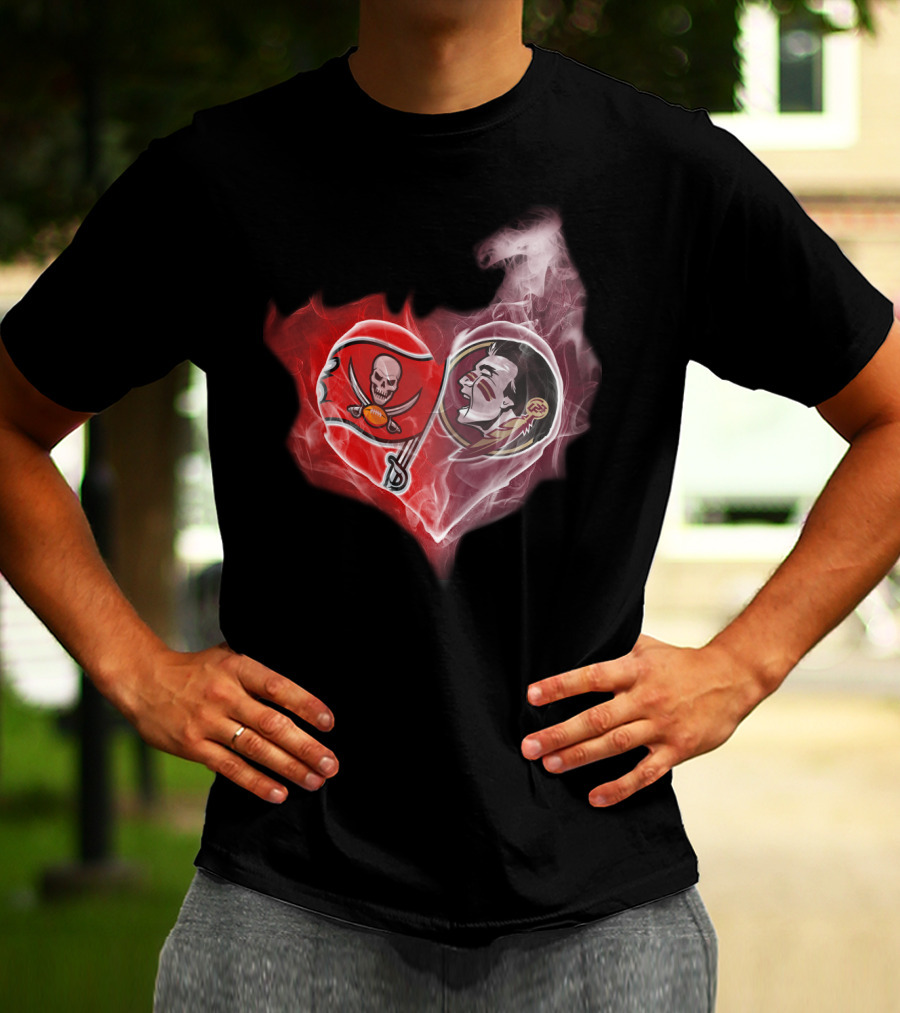 Buccaneers Florida State Seminoles Heart Smoky T-Shirt
