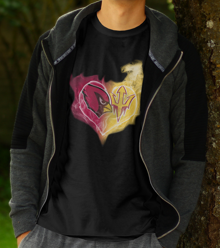 Cardinals Arizona State Sun Devils Heart T-Shirt