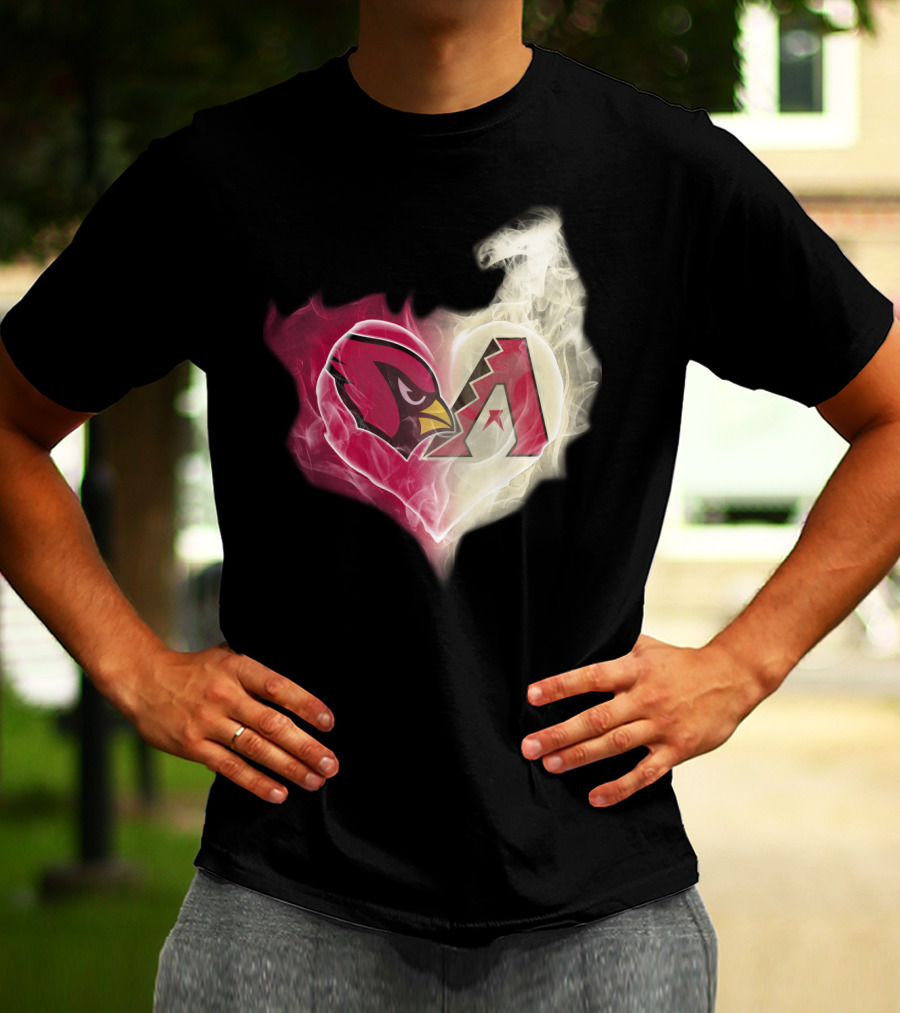 Cardinals Arizona Diamondbacks Heart Logo Fusion T-Shirt