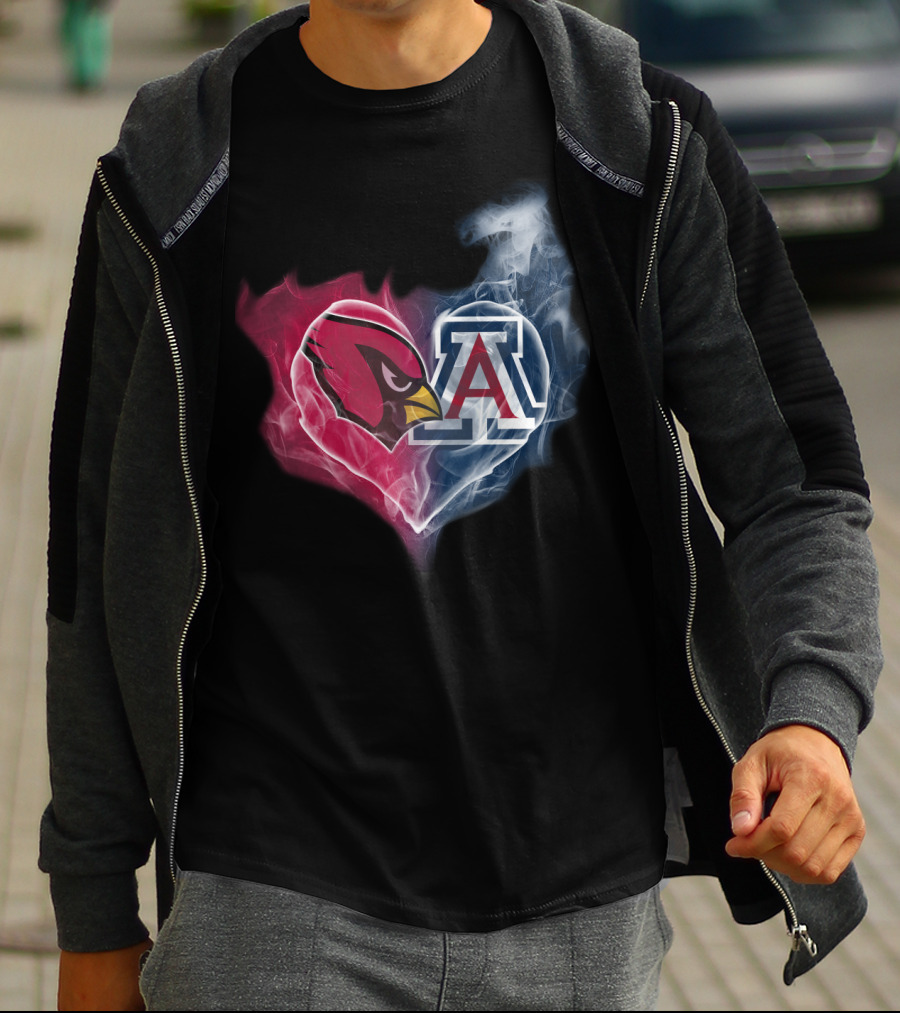 Cardinals Arizona Wildcats Heart Logo Smoke T-Shirt
