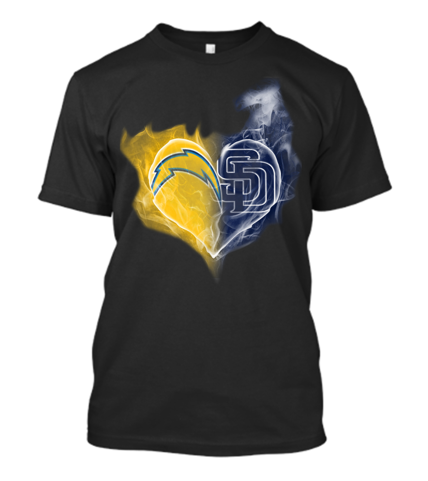 Chargers Padres Heart Symbol Collaboration T-Shirt