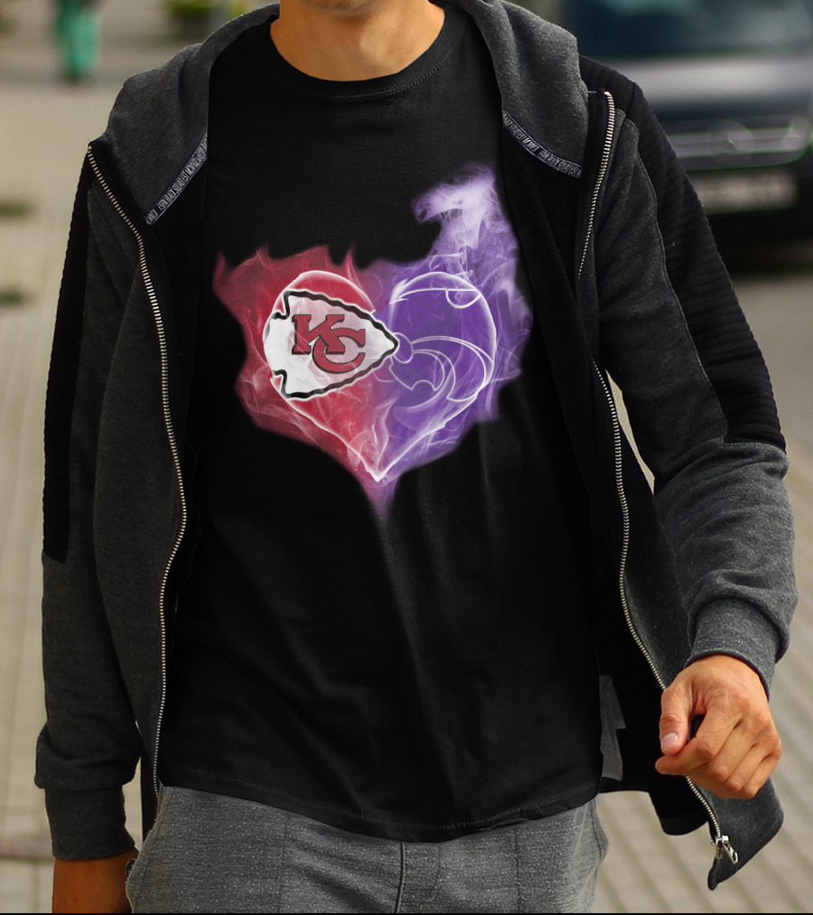 Kansas City Chiefs Kansas State Wildcats Heart T-Shirt