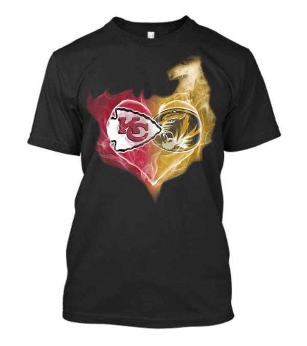 Chiefs Missouri Tigers Kc Smoke Heart T-Shirt