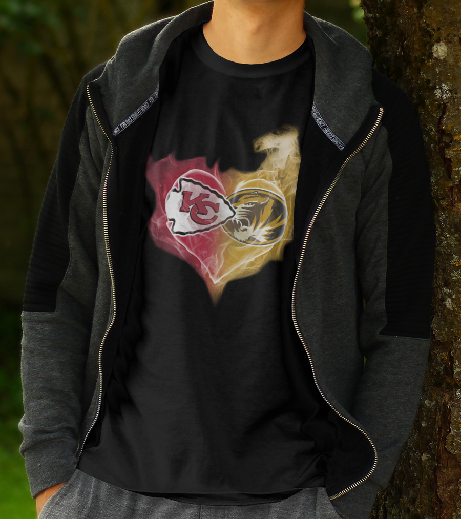 Chiefs Missouri Tigers Kc Smoke Heart T-Shirt