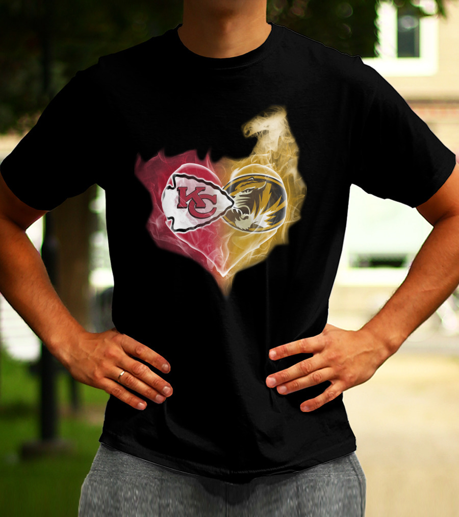 Chiefs Missouri Tigers Kc Smoke Heart T-Shirt
