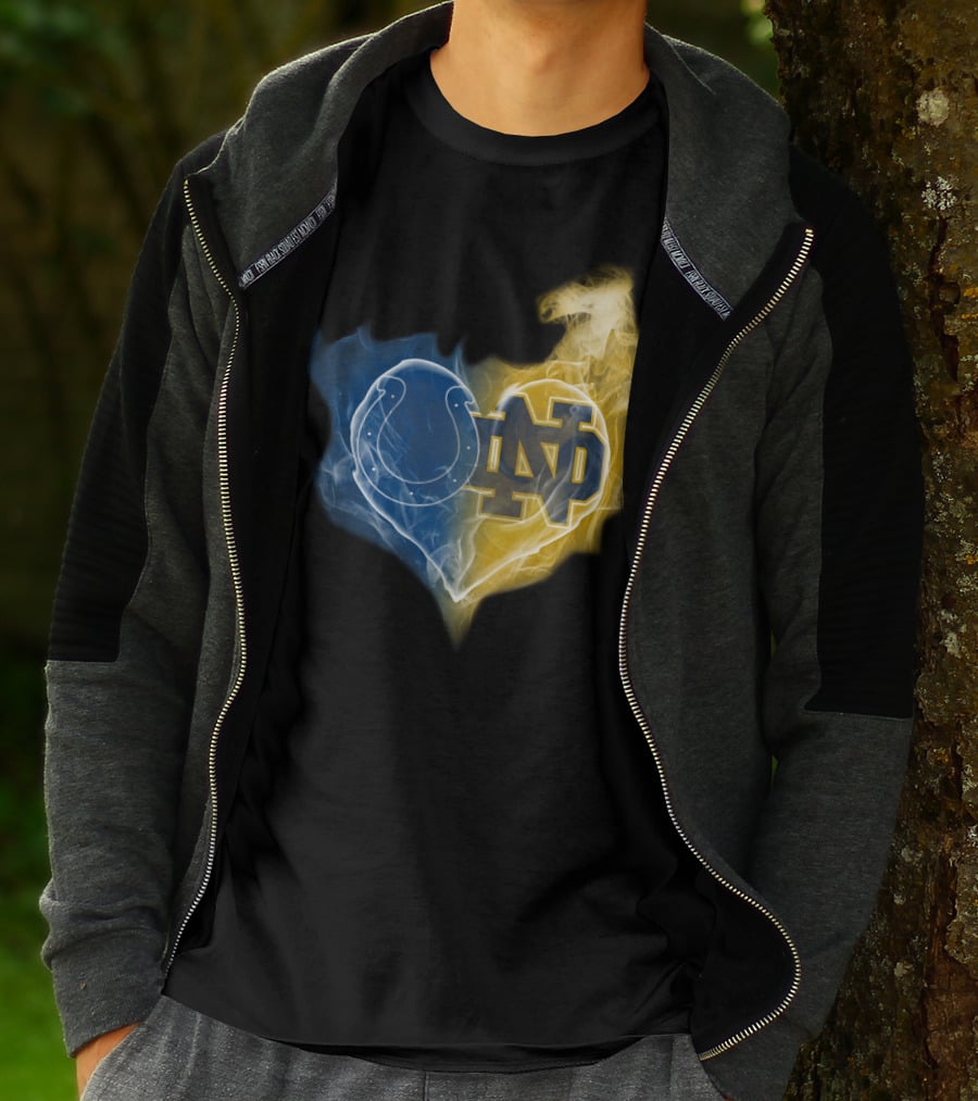 Colts Notre Dame Fighting Irish Flame Heart T-Shirt