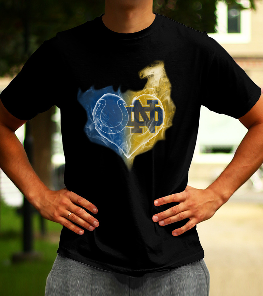 Colts Notre Dame Fighting Irish Flame Heart T-Shirt
