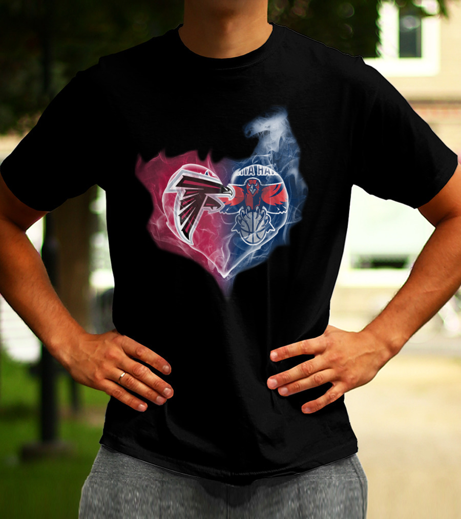 Falcons Atlanta Hawks Heart Logo Fusion T-Shirt