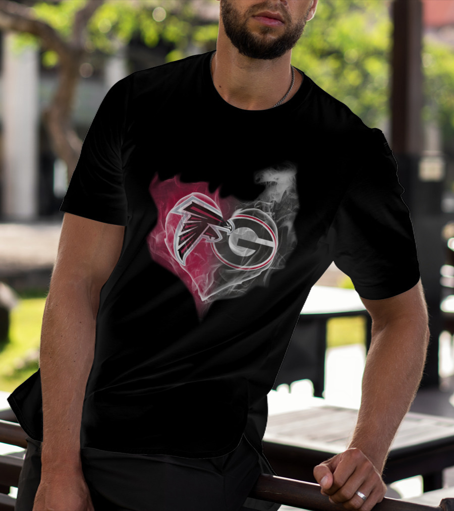 Atlanta Falcons Georgia Bulldogs Heart Smoke T-Shirt