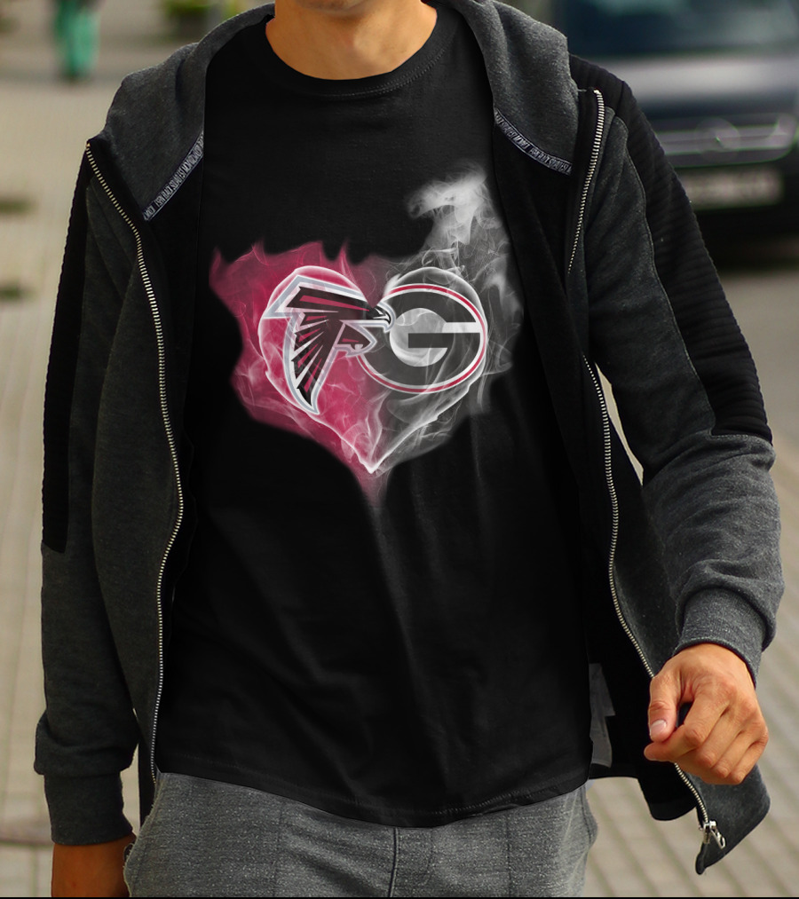 Atlanta Falcons Georgia Bulldogs Heart Smoke T-Shirt