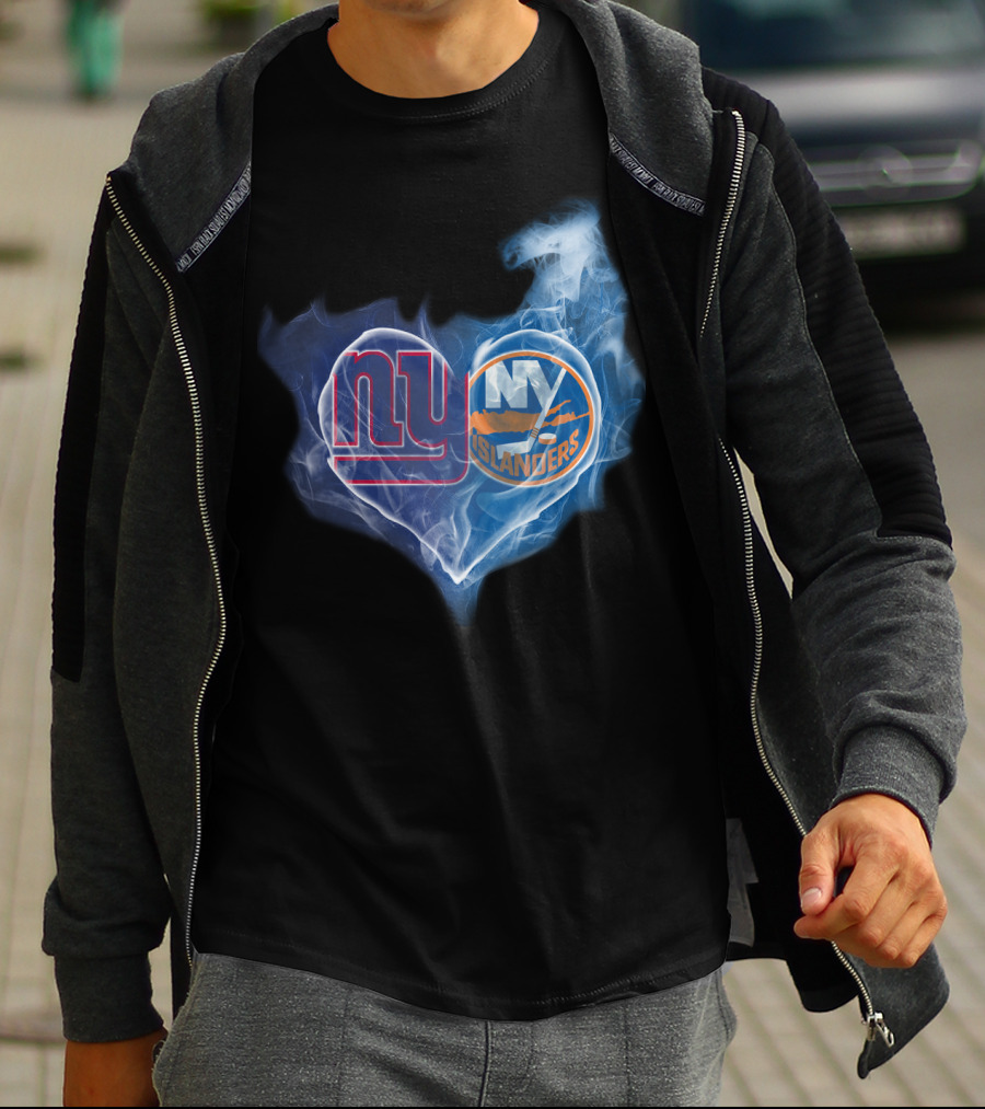 NY Giants Islanders Heart Smoke T-Shirt
