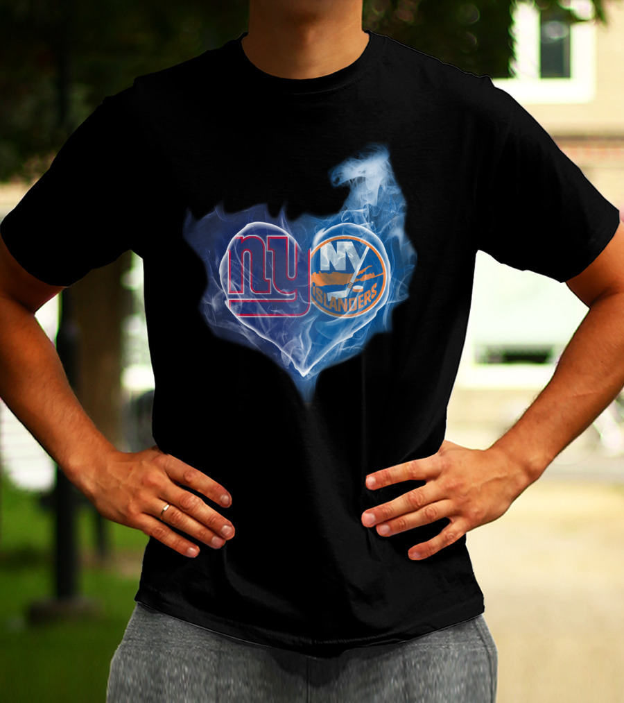 NY Giants Islanders Heart Smoke T-Shirt