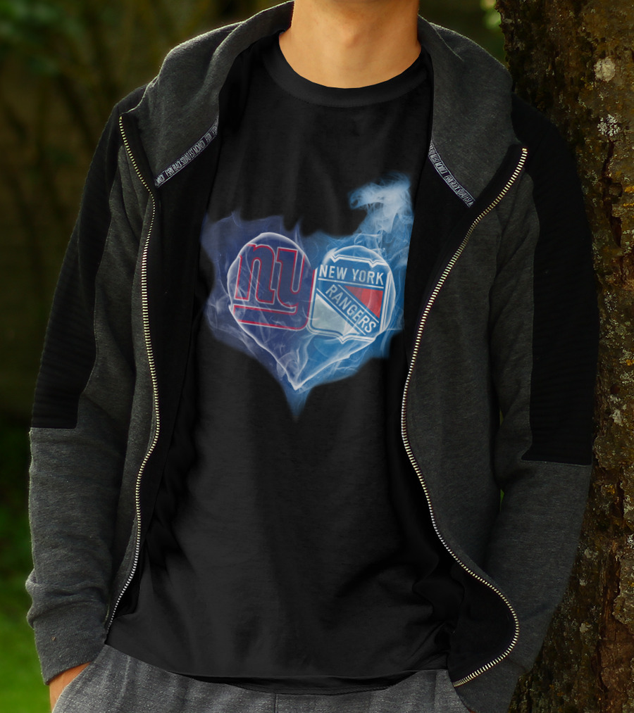Ny Giants New York Rangers Heart Smoke T-Shirt