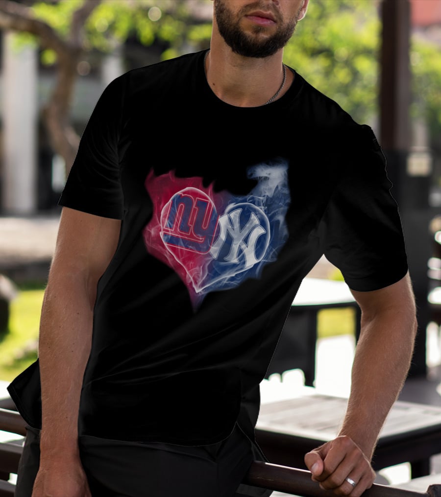 NY Giants NY Yankees Heart Smoke T-Shirt