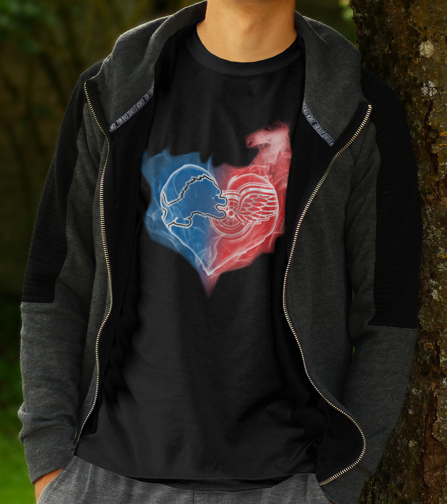 Detroit Lions Red Wings Heart T-Shirt