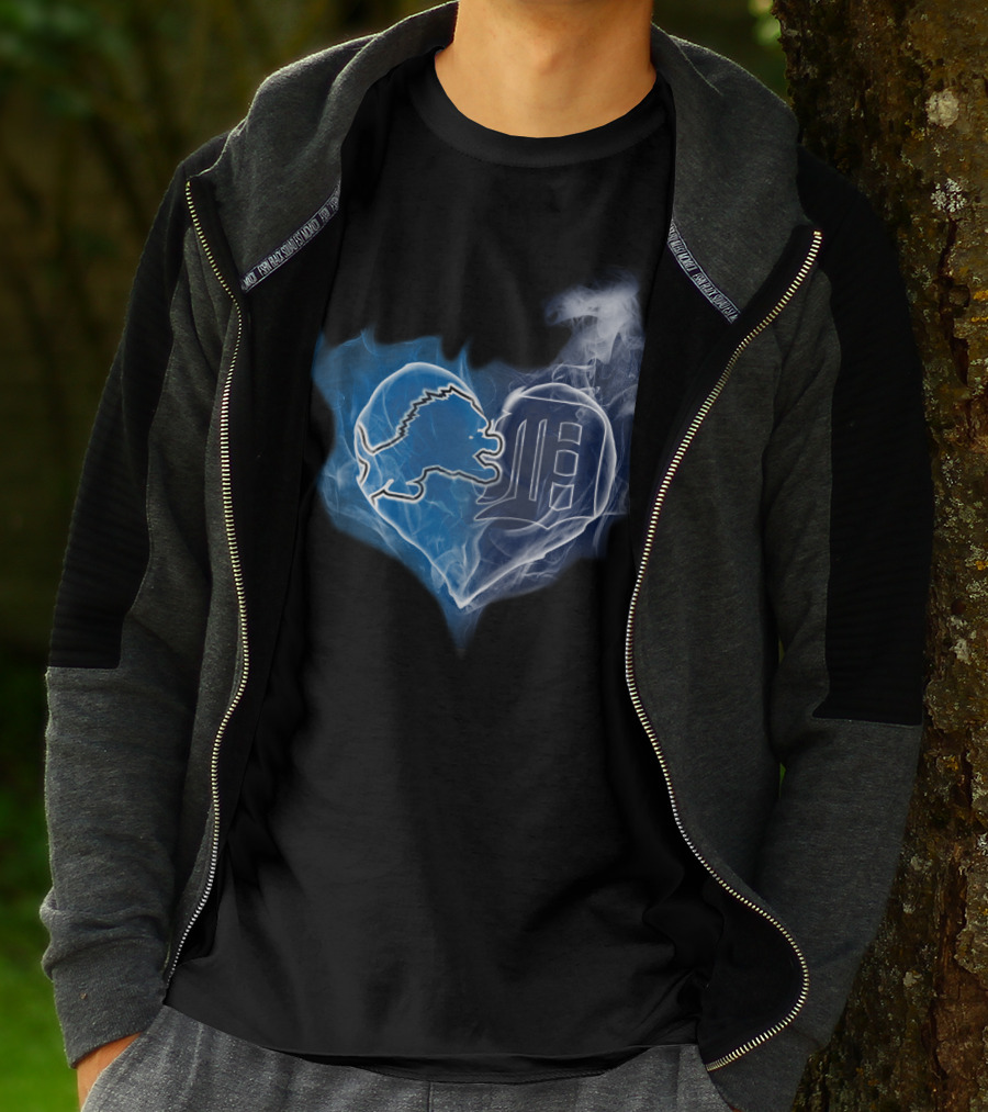 Detroit Lions And Tigers Heart T-Shirt