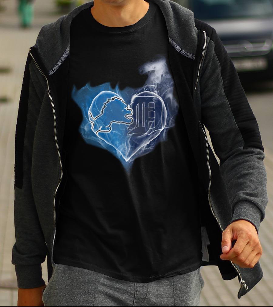 Detroit Lions And Tigers Heart T-Shirt