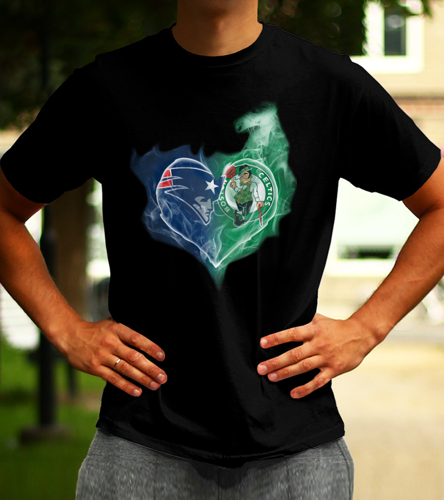 Patriots Boston Celtics Heart Smoke T-Shirt