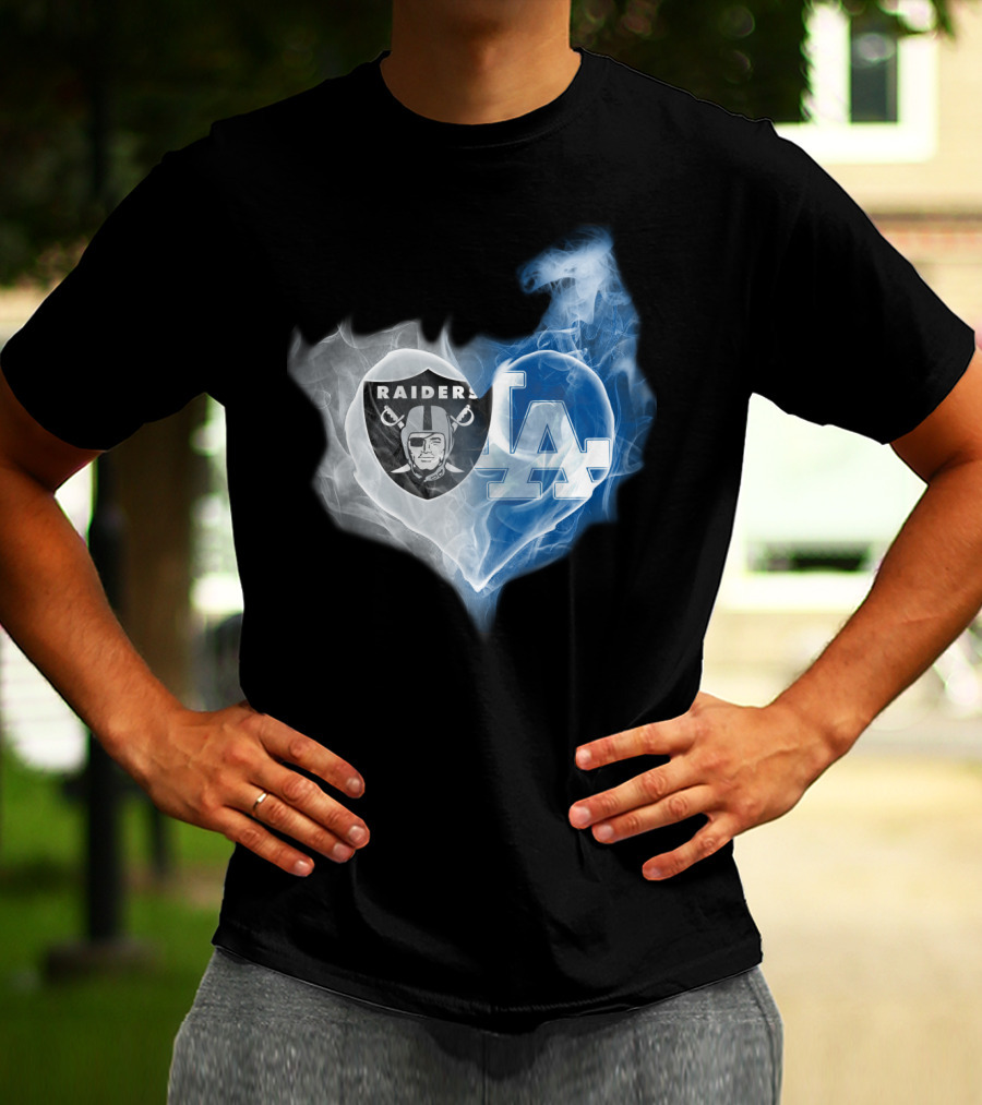 Raiders LA Dodgers Smoke Heart T-Shirt