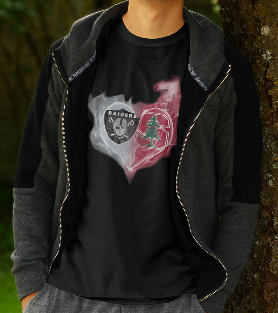 Raiders Stanford Cardinal Heart Emblem Fusion T-Shirt