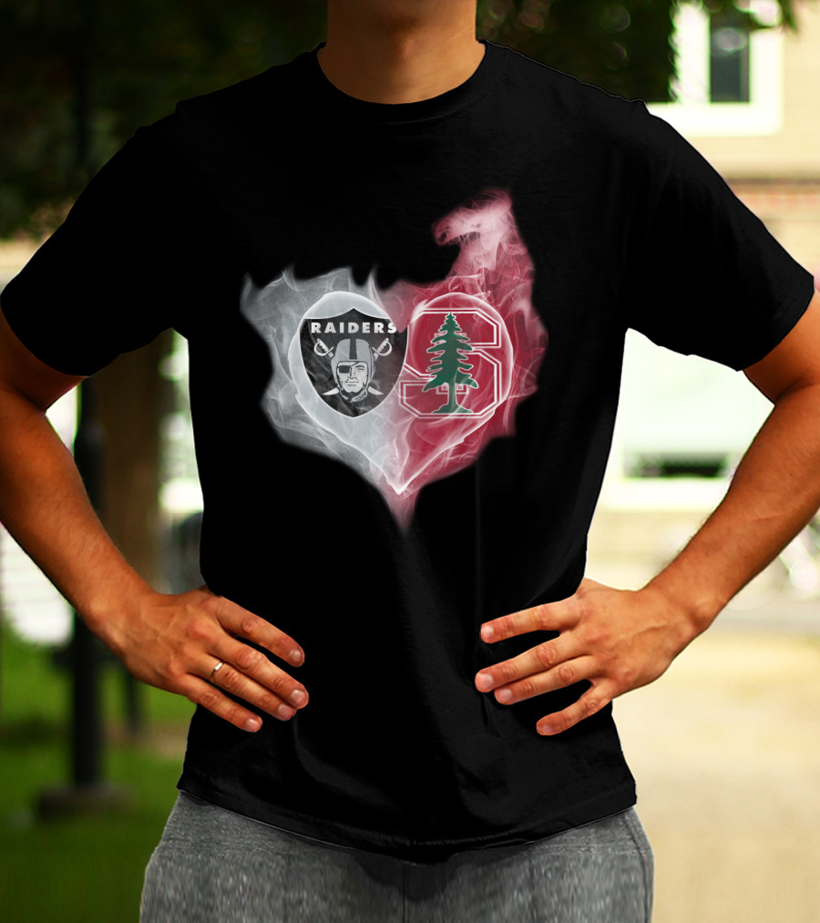 Raiders Stanford Cardinal Heart Emblem Fusion T-Shirt
