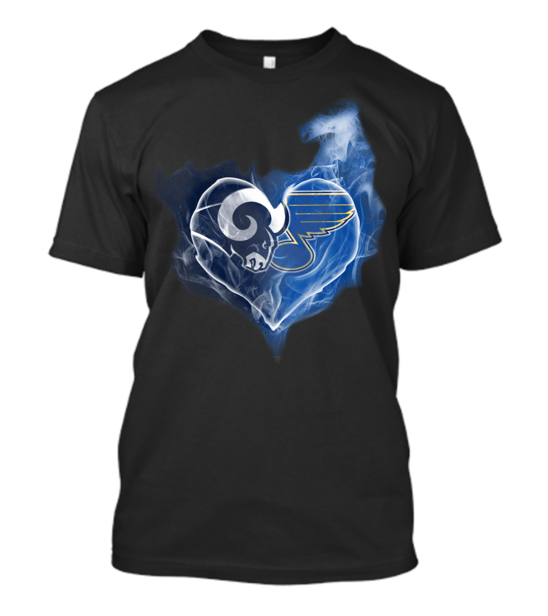 Rams St Louis Blues Heart Smoke Fusion T-Shirt