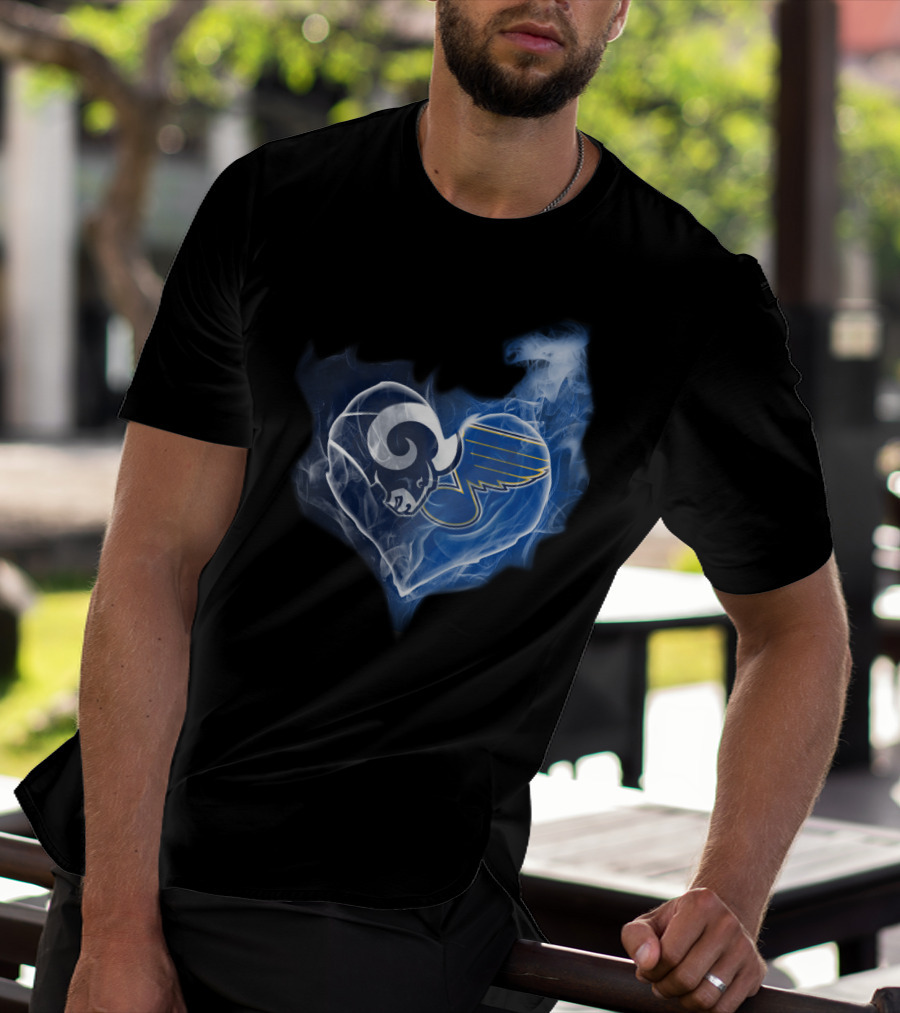 Rams St Louis Blues Heart Smoke Fusion T-Shirt