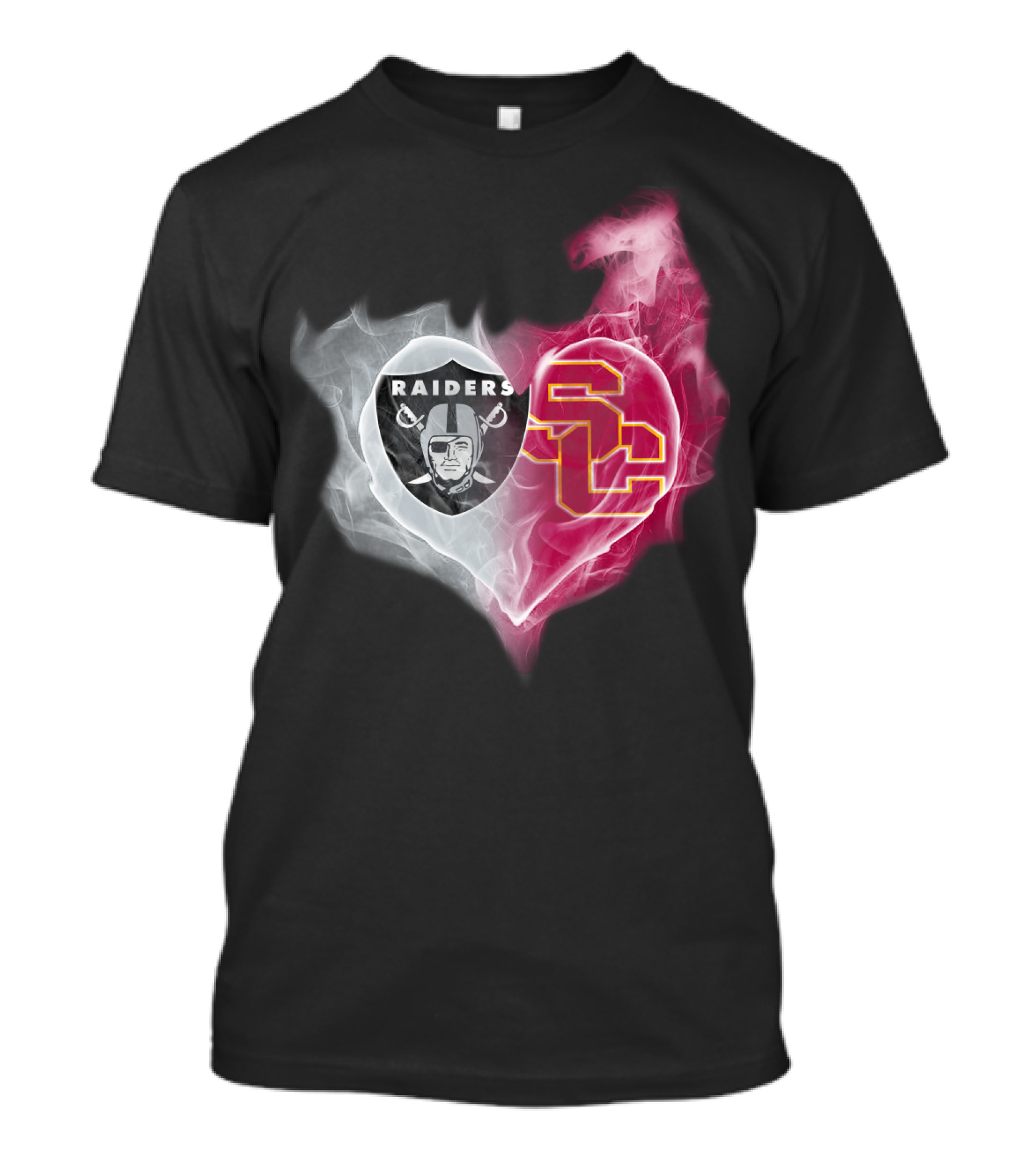 Raiders USC Trojans Heart Logo Fusion T-Shirt