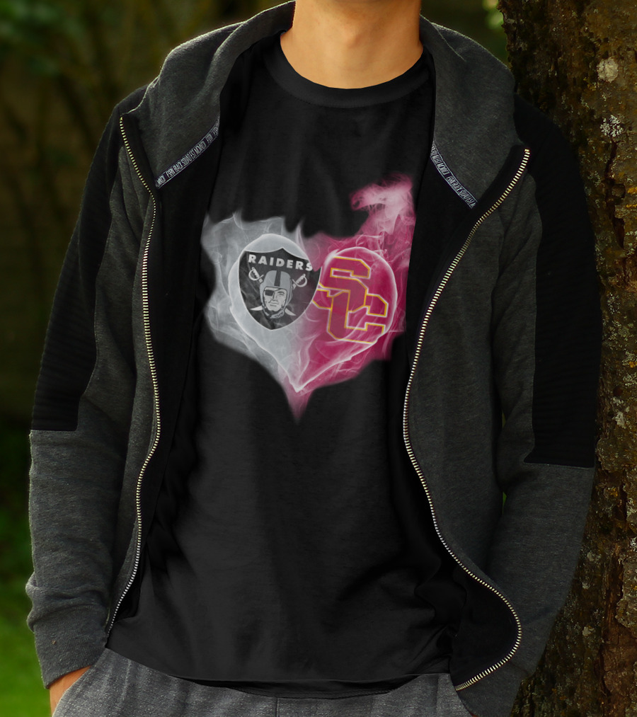 Raiders USC Trojans Heart Logo Fusion T-Shirt