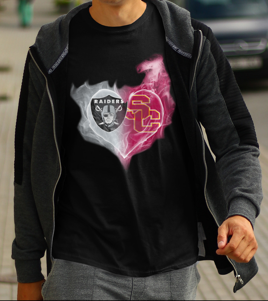 Raiders USC Trojans Heart Logo Fusion T-Shirt