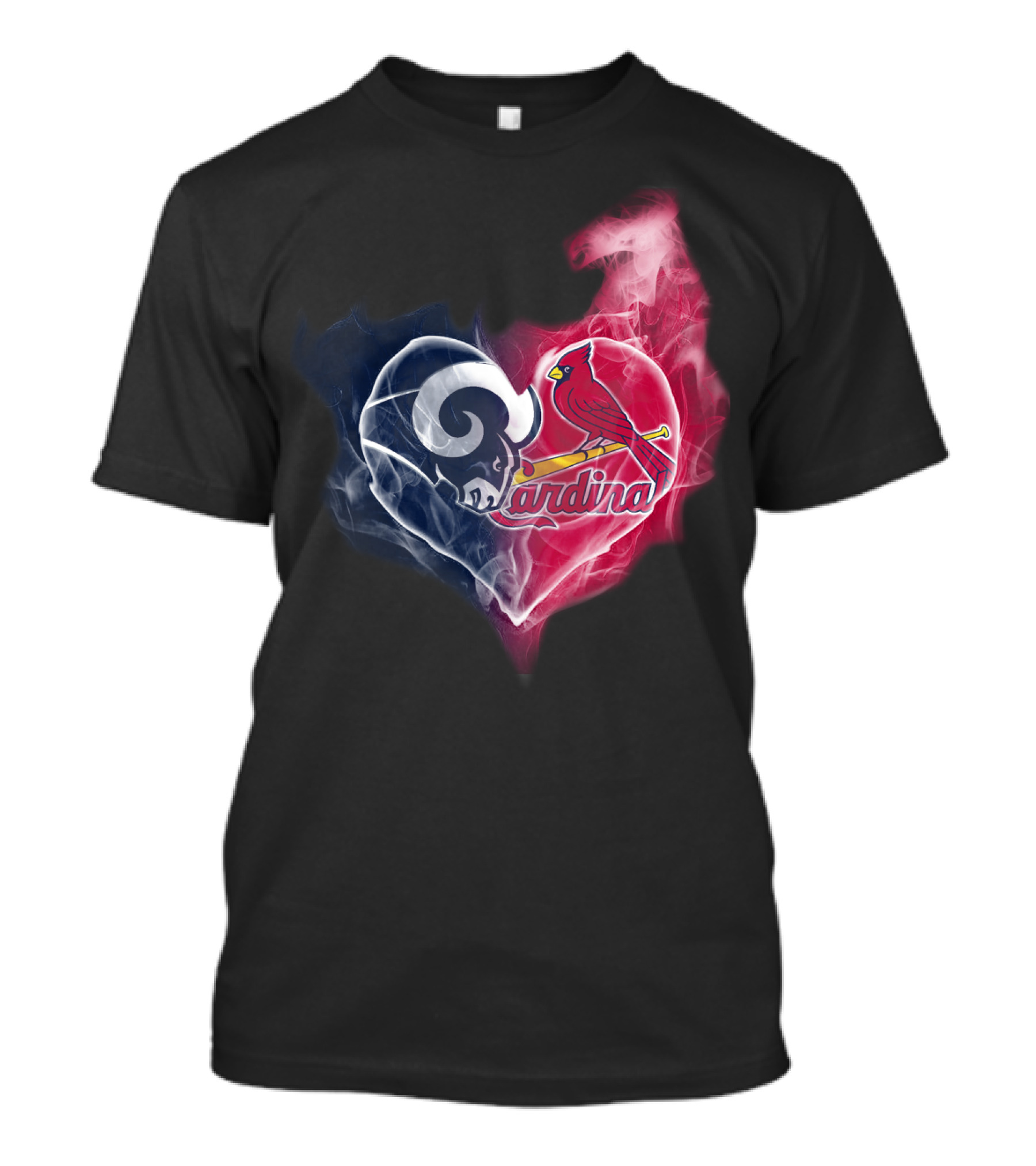 Rams Cardinals Heart Logo Smoke T-Shirt