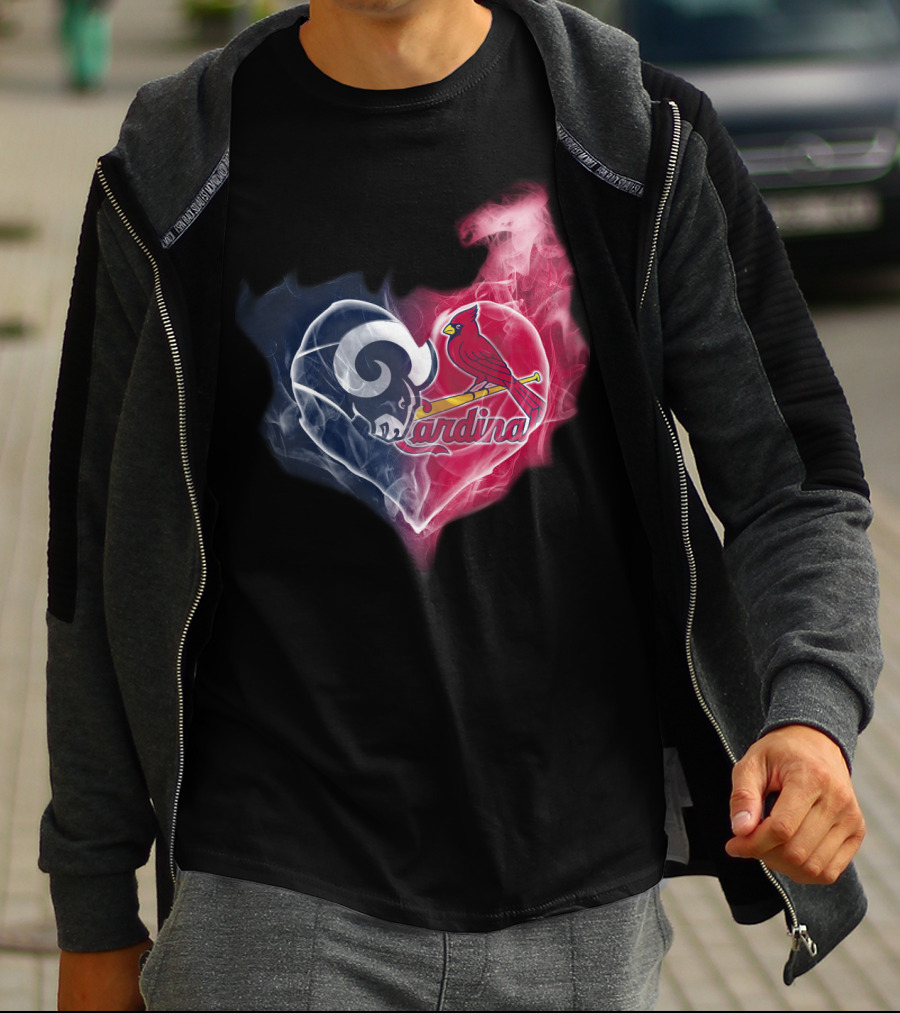 Rams Cardinals Heart Logo Smoke T-Shirt