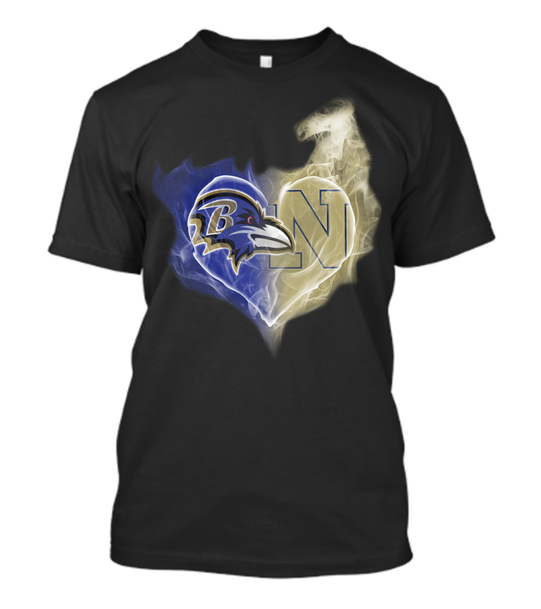 Ravens Navy Midshipmen Heart Smoke T-Shirt
