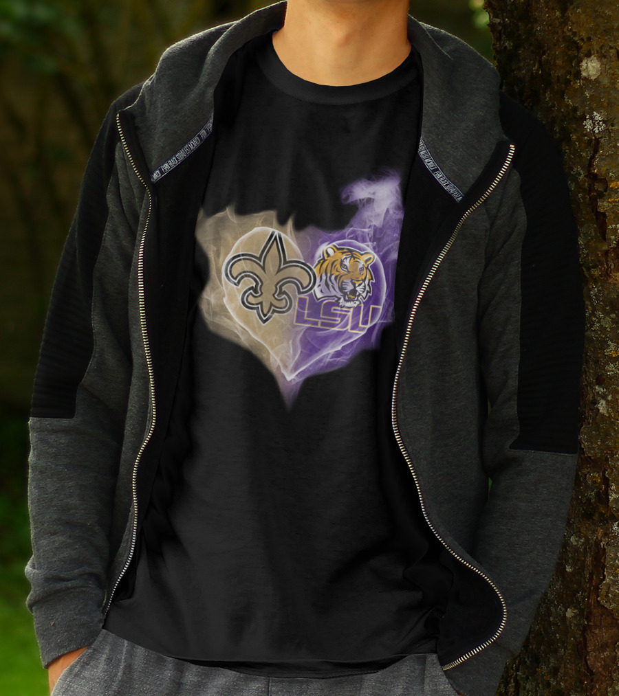 Saints Fleur-de-Lis LSU Tigers Heart T-Shirt