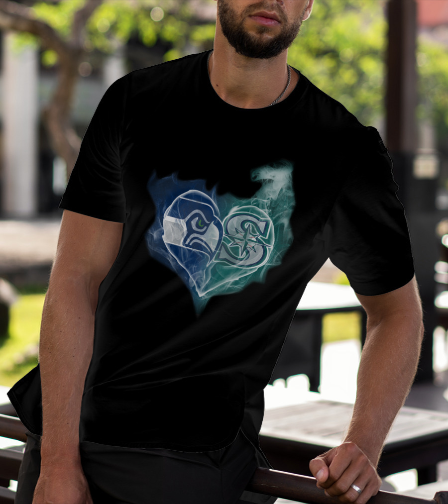 Seahawks Mariners Heart Emblem T-Shirt