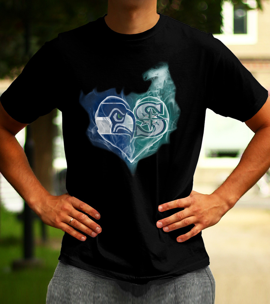 Seahawks Mariners Heart Emblem T-Shirt