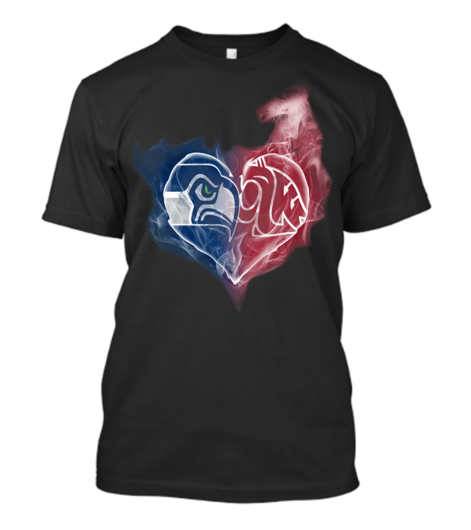 Seahawks Washington State Cougars Heart Logo Fusion T-Shirt