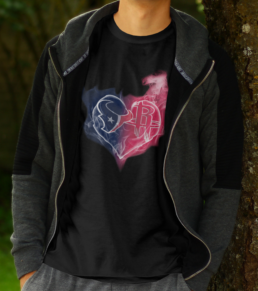 Texans Houston Rockets Logo Heart Smoke T-Shirt
