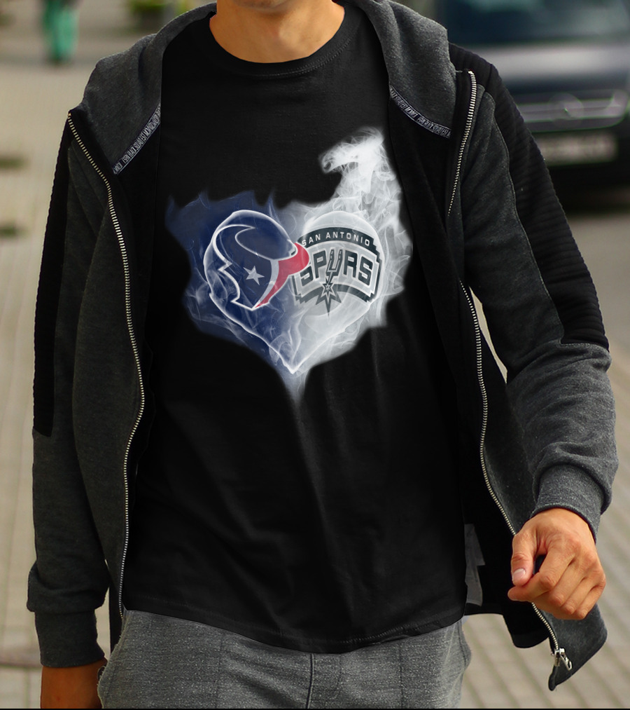 Texans San Antonio Spurs Heart T-Shirt